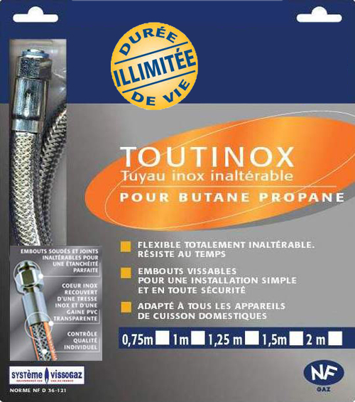 Flexible de raccordement butane/propane - inox BOUTTÉ