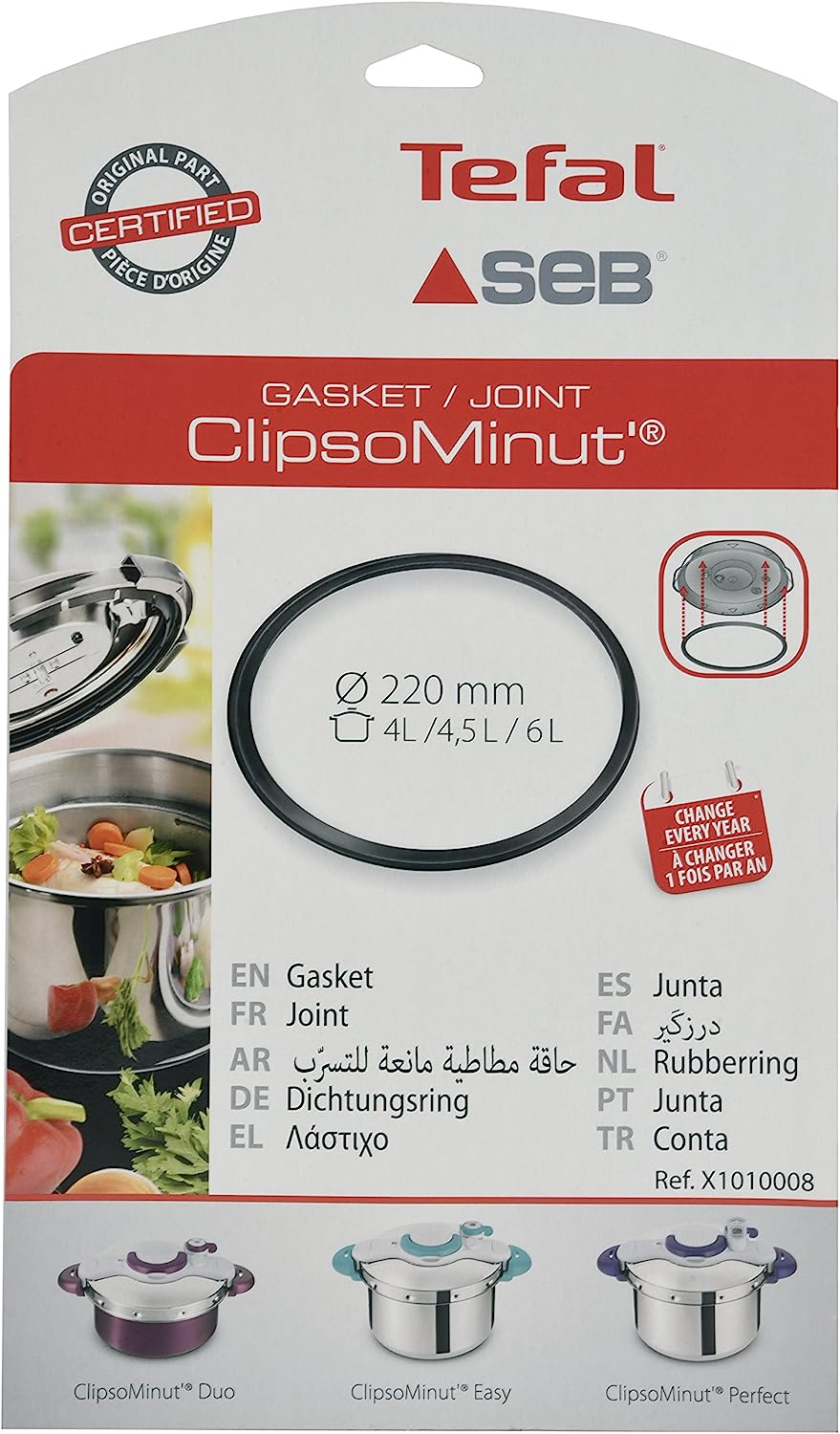 JOINT COCOTTE MINUTE 4,5L / 6L - DIAM 220MM - NUTRICOOK / CLIPSO / X1010004