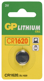 Pile bouton lithium GP CR 1620 3V